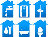 plumbing set of bathroom icons