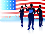Business Team with American Flag Background