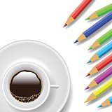 coffee cup and pencils