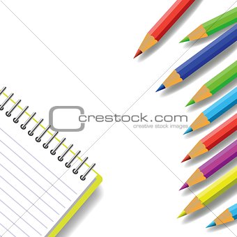 notebook and pencils