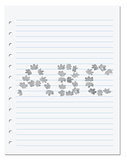 Notebook paper with letters A B C composed of autumn maple leafs
