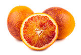 Half and full bloody red oranges