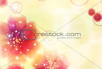 Pink flowers on yellow background