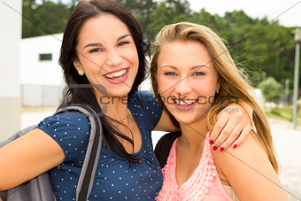Two beautiful teenage students