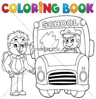 Coloring book school bus theme 4