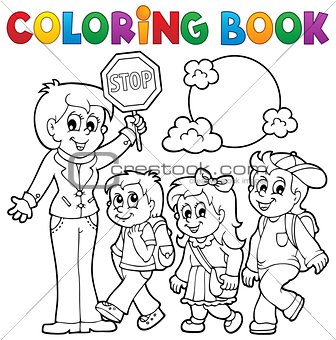 Coloring book school kids theme 1