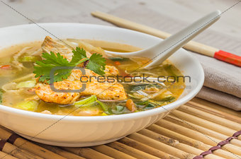 Asian chicken soup with vegetables