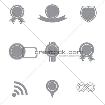 Set of grey and white badge and ribbon  icons