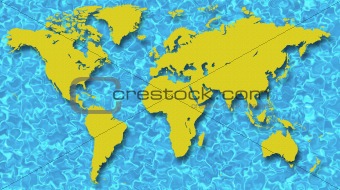 world map sand and water