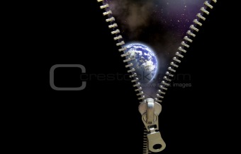 Zipper concept. Revealing planetary, education, astronomy