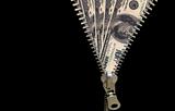 Zipper concept. Discover money, revealing economy