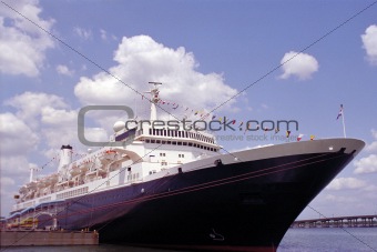 Vintage ocean liner docked in Tampa, Florida