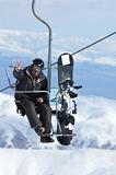 Snowboarder on lift