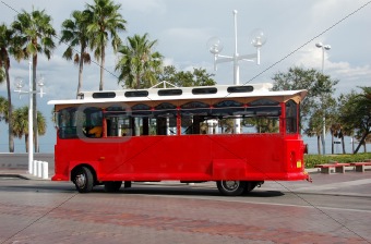 Red sightseeing trolley