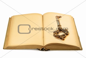 open old book with key motif #2