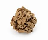 close-up of brown crumpled paper ball 