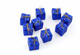 group of blue gifts on white background #2