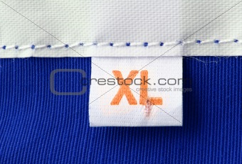 real macro of XL size clothing label 