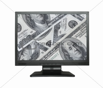 Wide LCD screen with dollar background