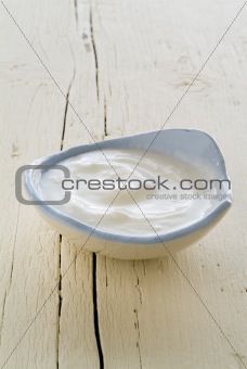 Yogurt in a small bowl