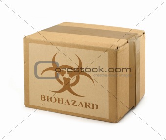 cardboard box with Biohazard Symbol #2