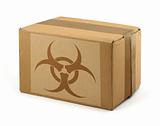 cardboard box with Biohazard Symbol 