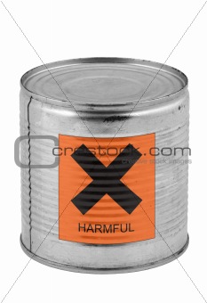 food tin can with harmful sign