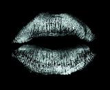 lipstick kiss isolated on black