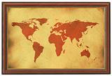 old world map in wooden frame