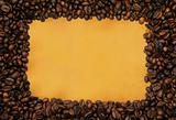 coffee frame on yellowed paper