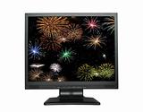 LCD screen with fireworks on white