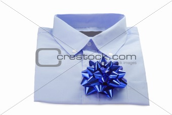 Blue Shirt with a ribbon