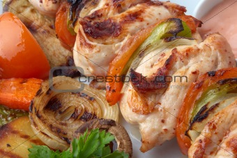 chicken kebab closeup