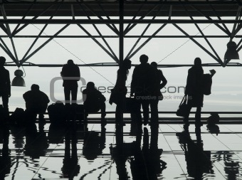 Silhouettes of travellers