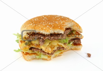half-eaten delicious hamburger