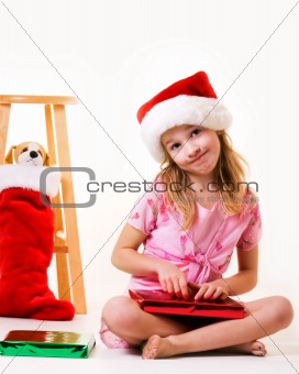 little girl on christmas