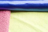 Yellow, pink and blue blanket