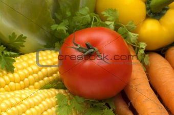 red tomato and vegetables
