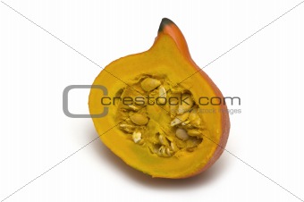 slit pumpkin on white background