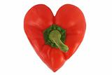 Isolated red bell pepper heart on white