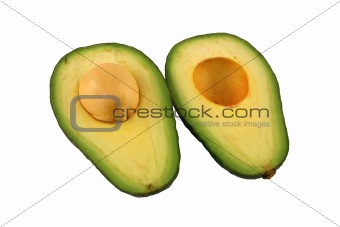 Isolated avocado halves