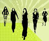 Fashion girls  vector silhouettes
