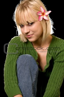 Woman with flower in hair