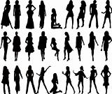 Fashion girls  vector silhouettes