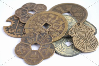 A variety of different chinese coins
