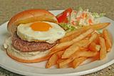 Egg Burger combo of fries and coleslaw