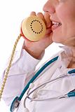 Female doctor on the phone - closeup