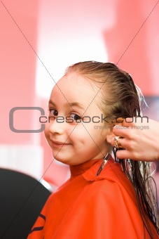 Girl at hair stylist