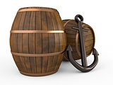 Anchor and barrels, 3D