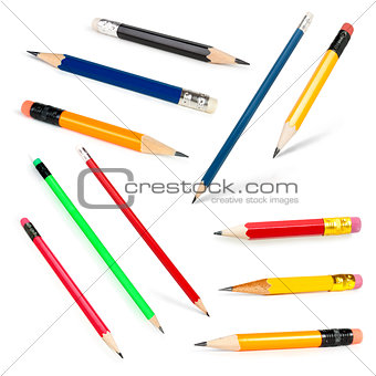 long and short Pencils collection isolated on white
